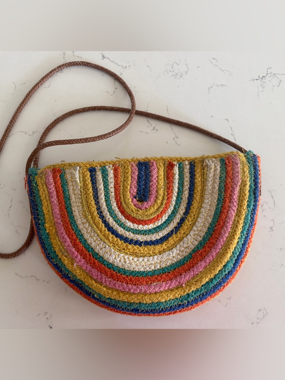 American Eagle Outfitters Multicolor Striped Half-Moon Crossbody Bag